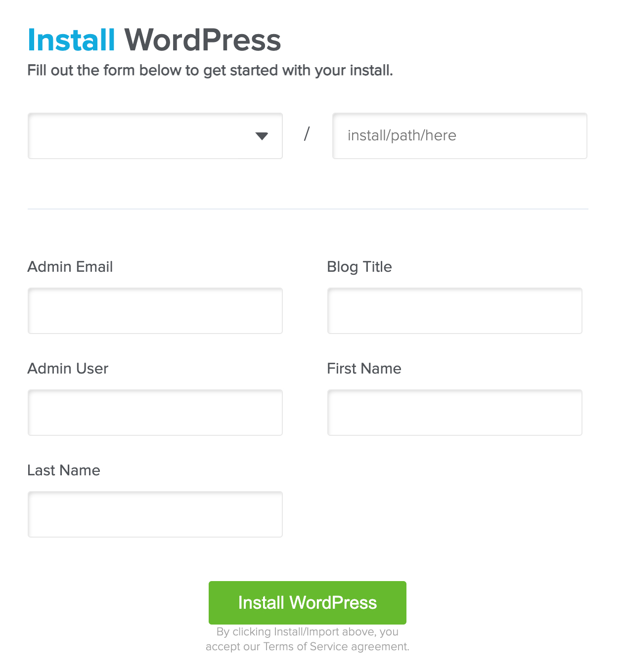 Install WordPress Deatil Settings