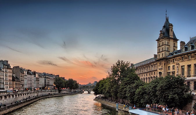 view of Paris, France along the River Seine